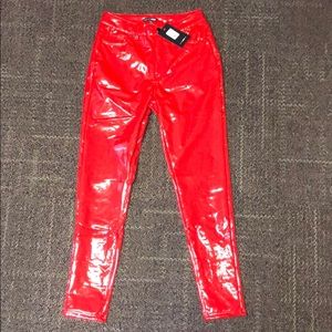Faux latex red pants size S
